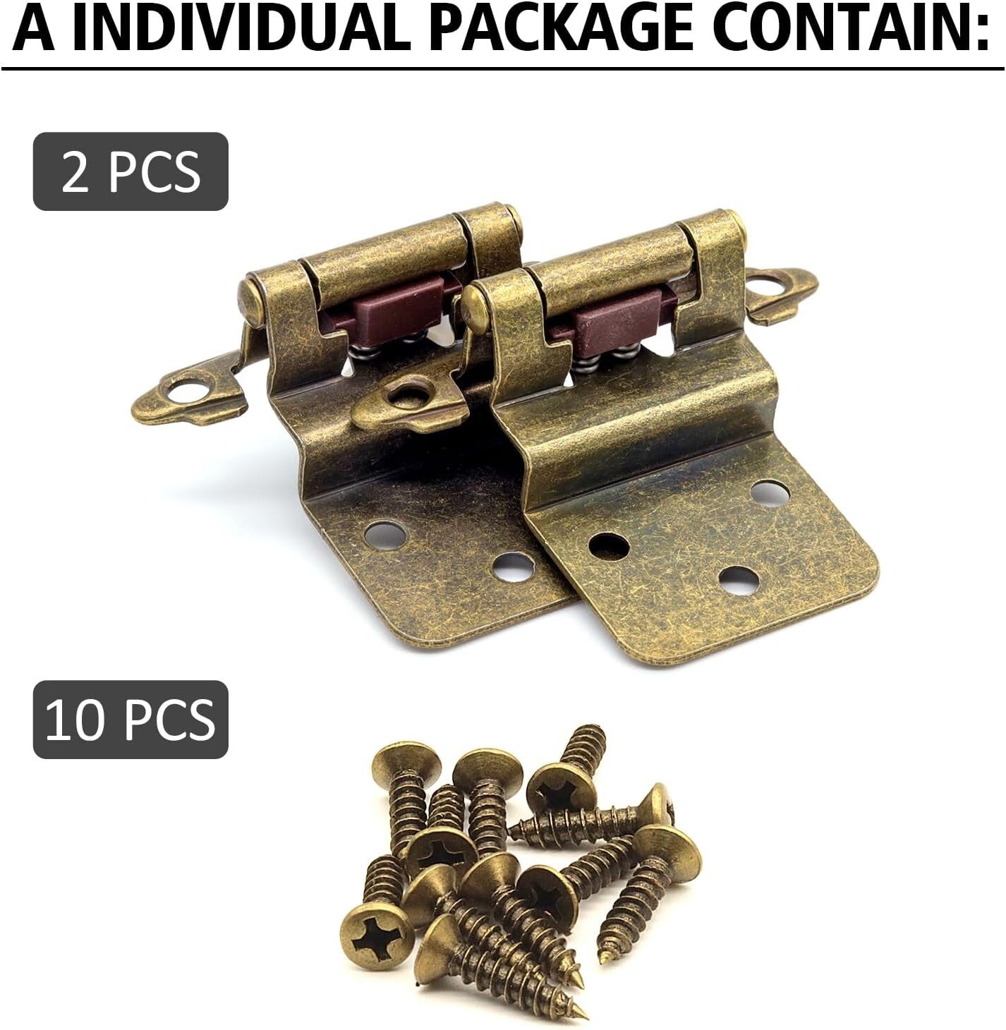 Durable Antique Brass Self-Closing Hinges - 30 Pairs for Kitchen & Bath Cabinets
