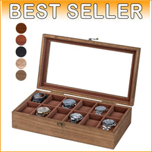 Load image into Gallery viewer, Luxury Watch Organizer Box with Large Glass Lid – 12 Slots for Elegance