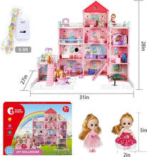 Load image into Gallery viewer, Illuminated Dollhouse with 11 Rooms - Build &amp; Play with Lights and Furnishings