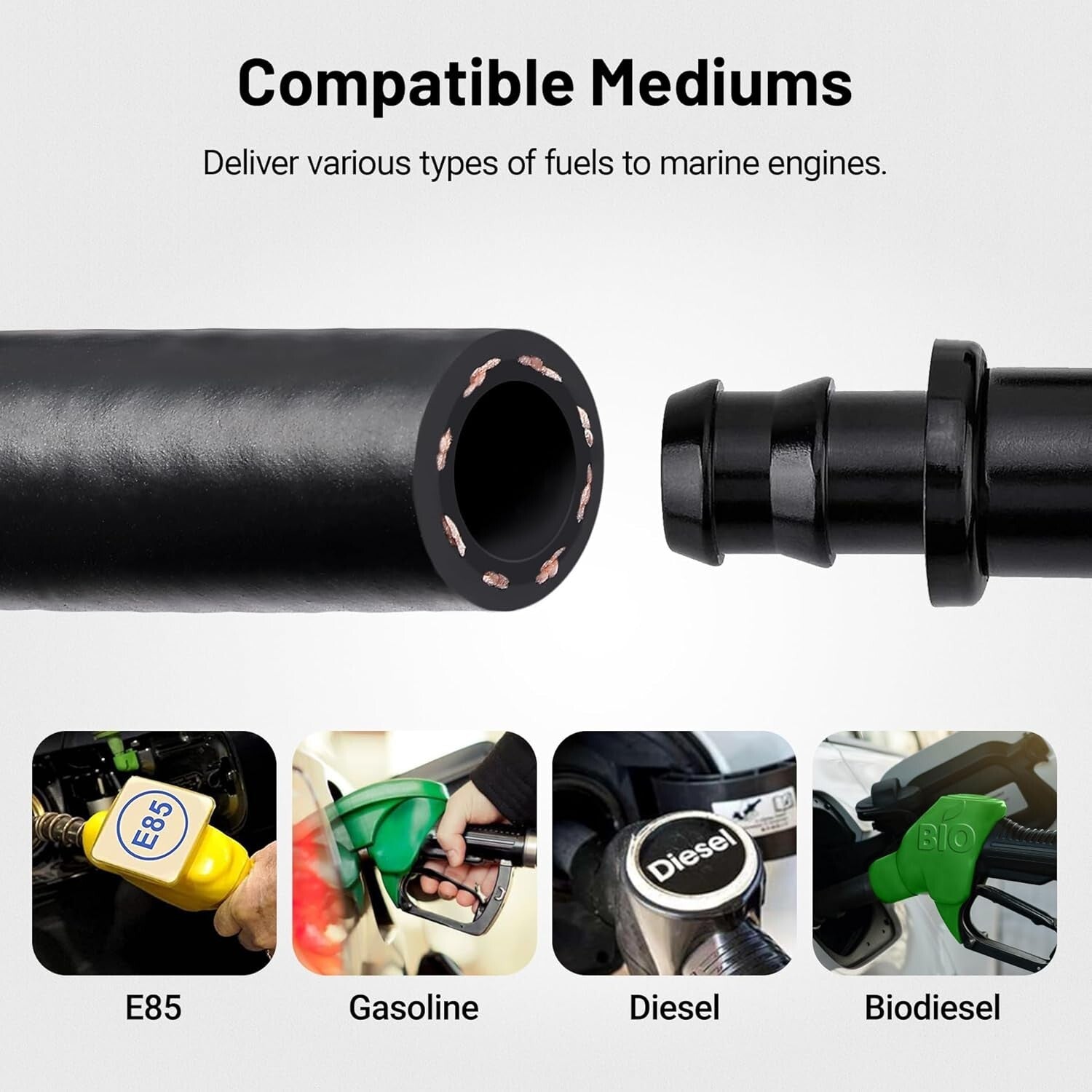 1/4" ID x 25FT Marine Fuel Hose A1-15 - Reliable for Gas & Diesel Applications