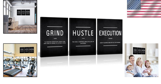 Inspirational Quotes Canvas Art - 3-Piece Motivational Wall Decor for Office