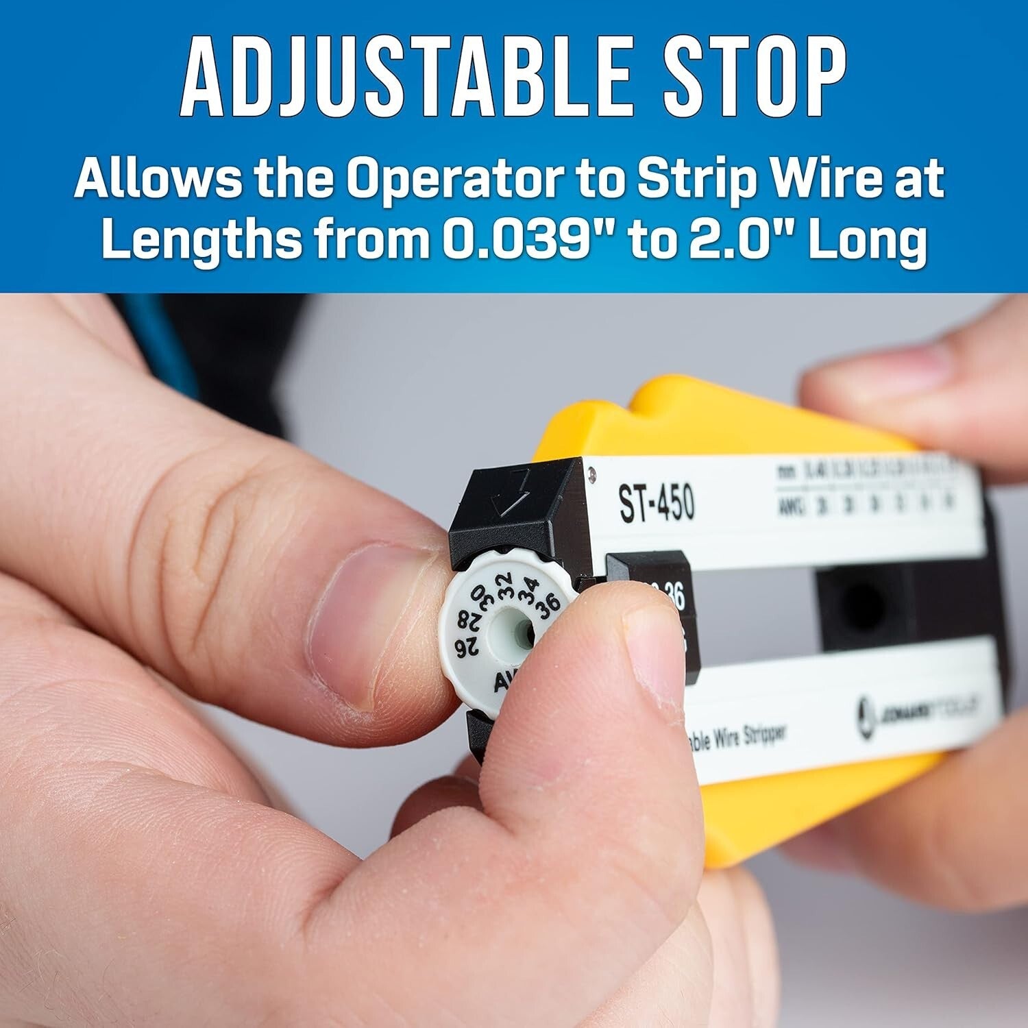 Compact and Lightweight Adjustable Wire Stripper for 26-36 AWG Applications