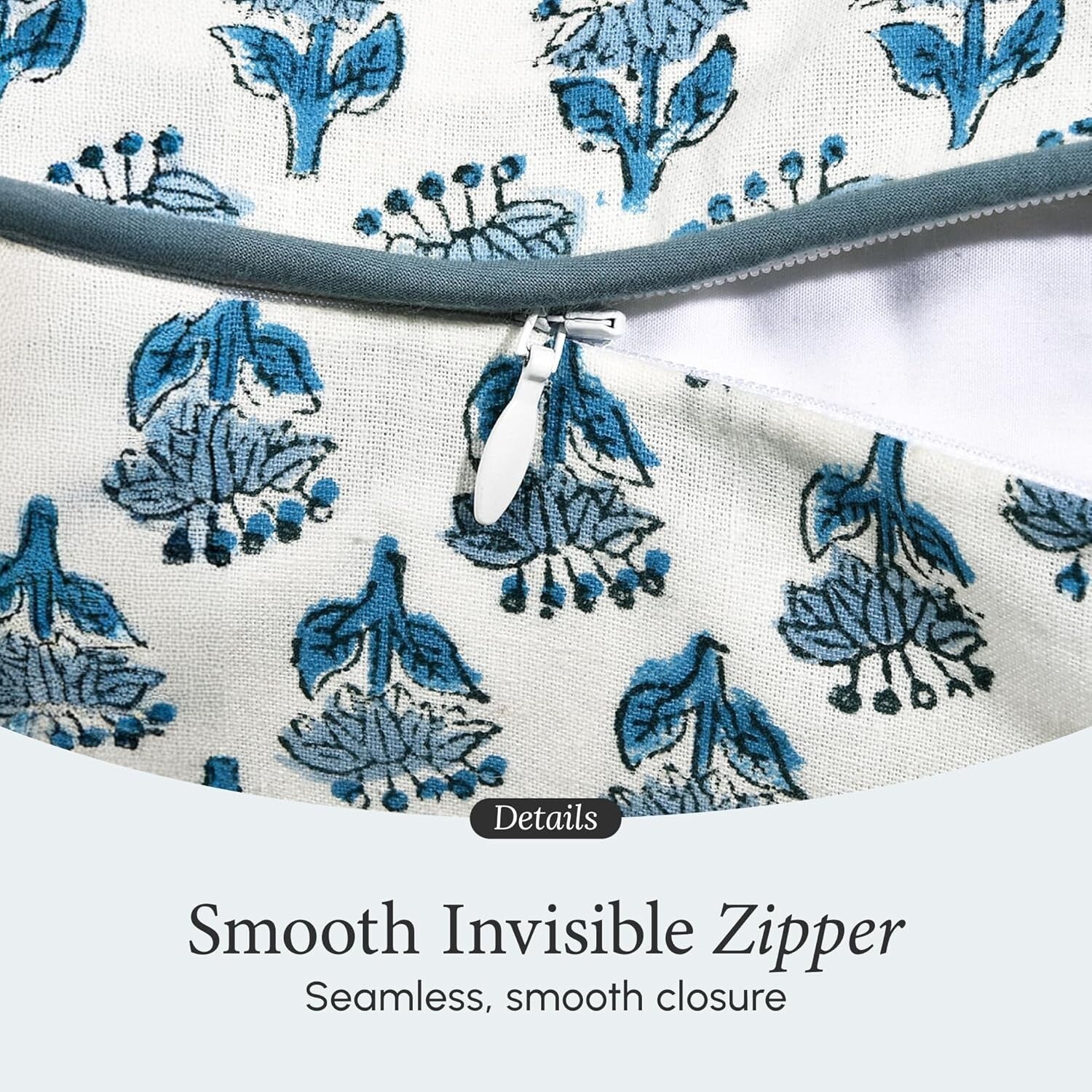 Handcrafted Apatite Blue Floral Throw Pillow Covers - Elegant Bohemian Style
