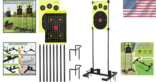 Shooting Target Stand with Adjustable Width, Two Mounting Options & 10 Targets