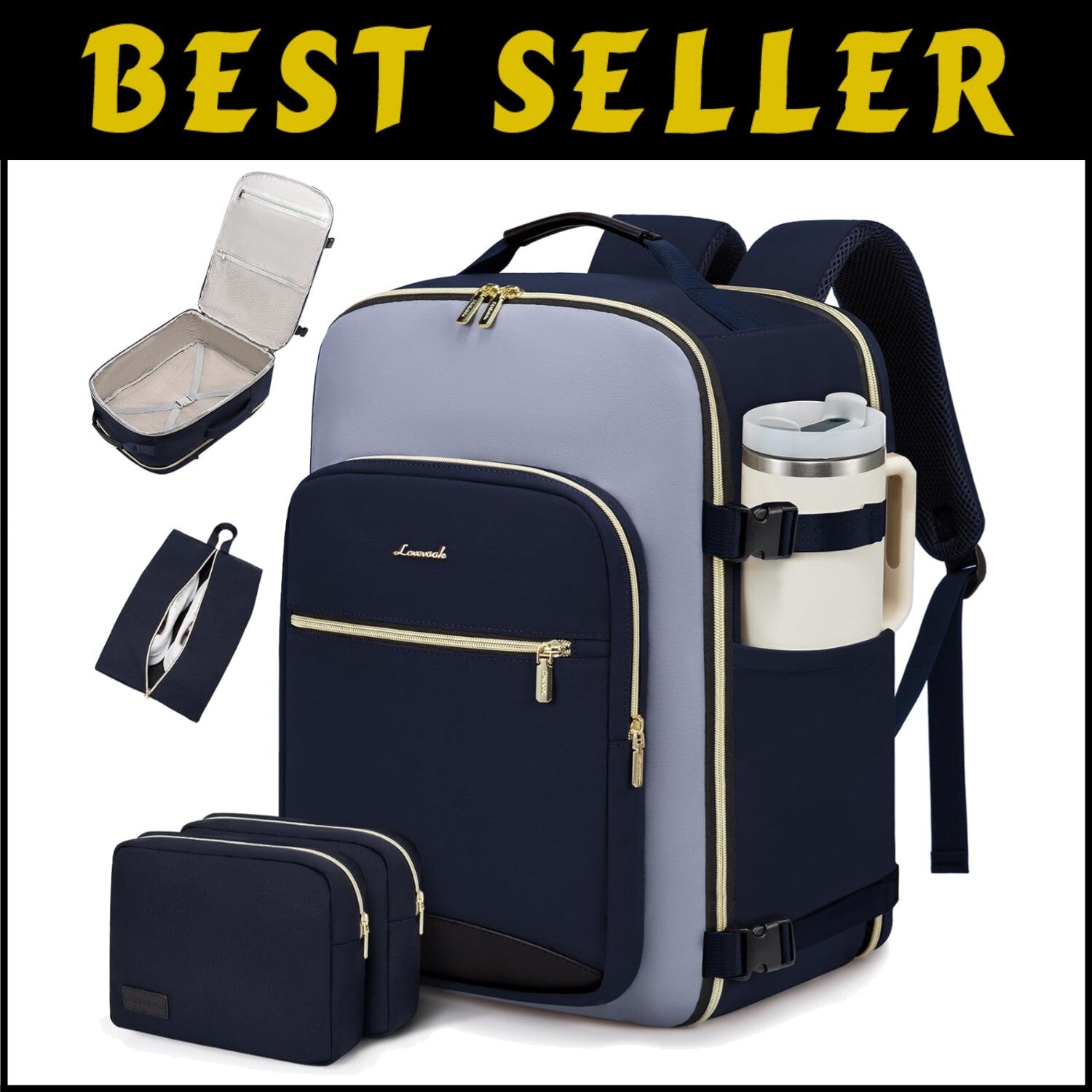 Comfortable 40L Unisex Travel Bag with Padded Laptop Compartment & Luggage Strap