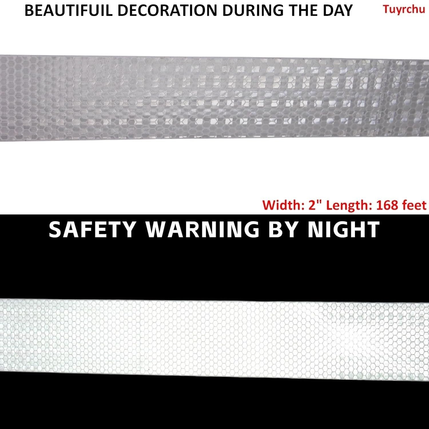 Durable Non-Fading Reflective Tape 2'' x 68 FT for Enhanced Outdoor Safety
