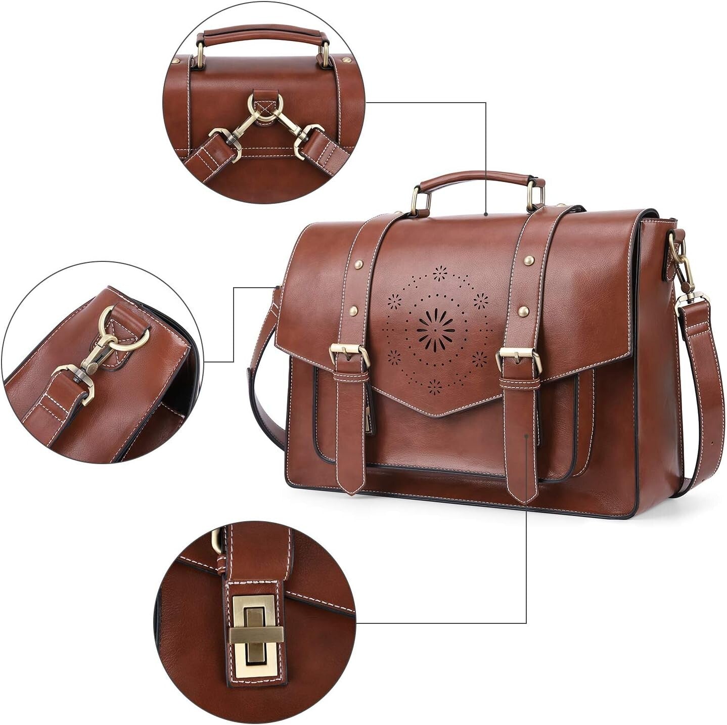 Multifunctional Laptop Backpack & Satchel for Women - 15.6 Inch Vegan Leather