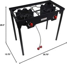 Load image into Gallery viewer, High-Pressure Propane Double Burner Camp Stove with Adjustable Heat Control