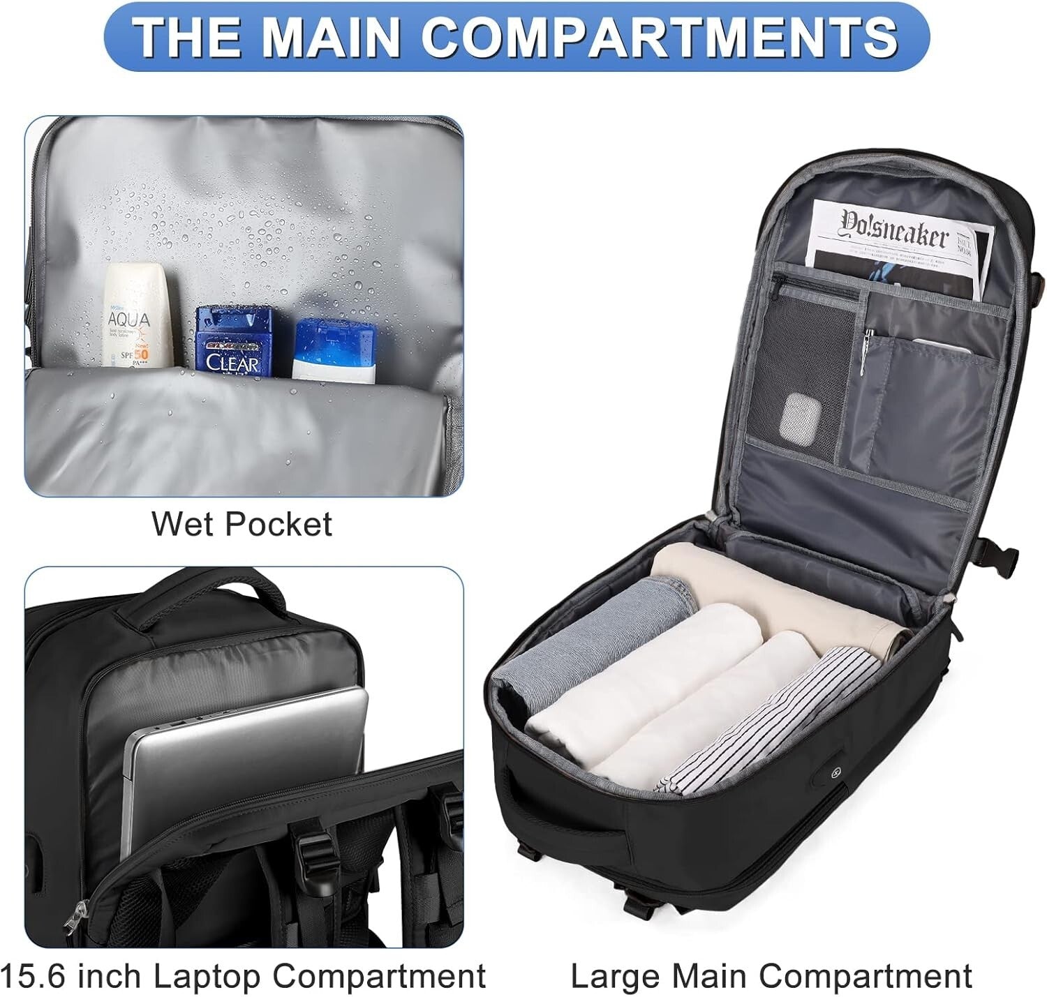 Comfortable Large Travel Backpack with Shoe Compartment - Ideal for Adventures