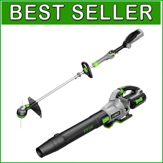 56V Battery-Powered 15” Trimmer and 670 CFM Leaf Blower for Yard Mastery