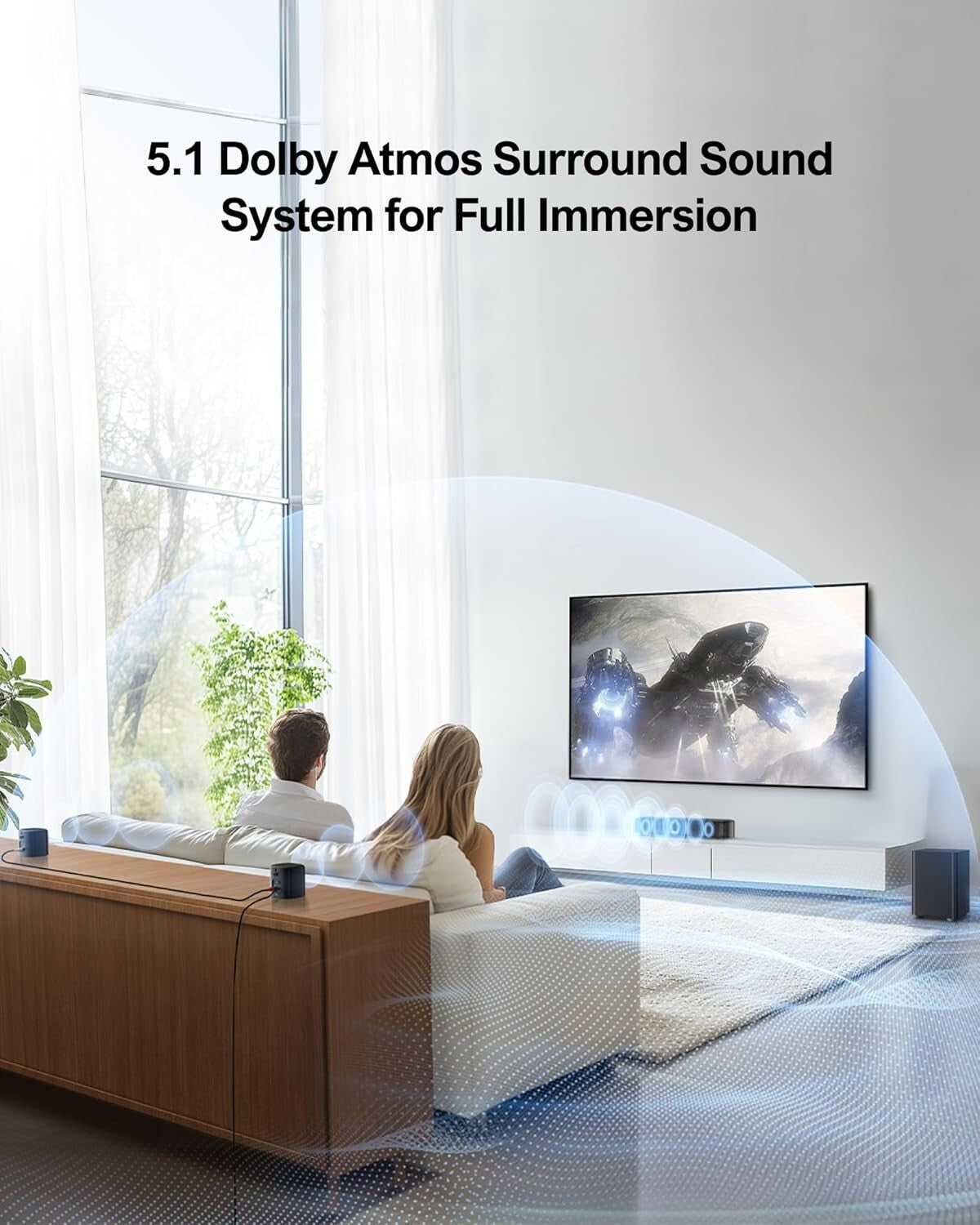 Dolby Atmos 5.1 Surround Sound Bar with Subwoofer & Surround Speakers - Aura ...