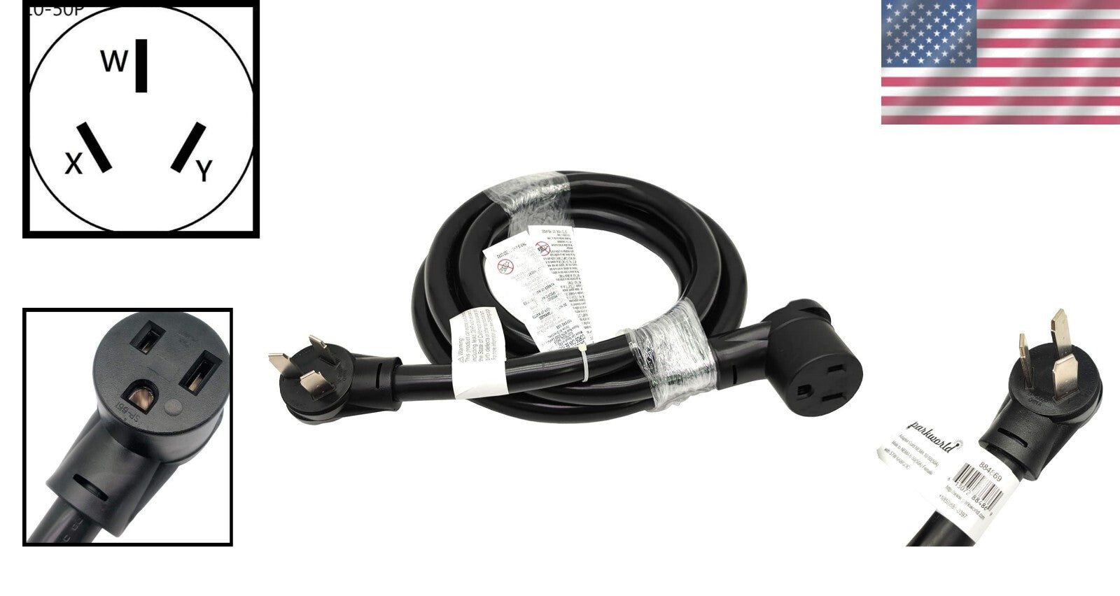 10FT Heavy-Duty Adapter Cord: NEMA 10-50P to 6-50R - 50A 250V Power Connector