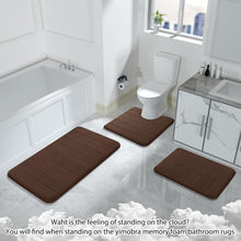 Load image into Gallery viewer, Non-Slip Memory Foam Bath Rugs Set - 3 Pieces in Brown for Eco-Friendly Comfort