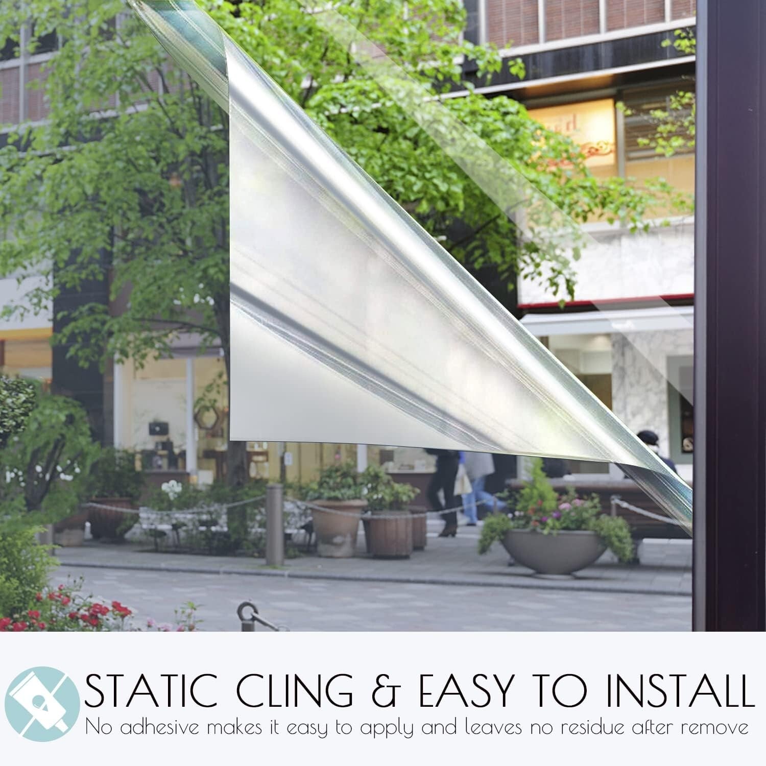 Elegant One Way Privacy Window Film - UV Blocking Silver Tint, 35.4 x 393.7 Inch