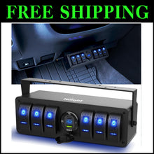 Load image into Gallery viewer, Versatile Waterproof 6 Gang Switch Box with Voltmeter for Boats and Vehicles