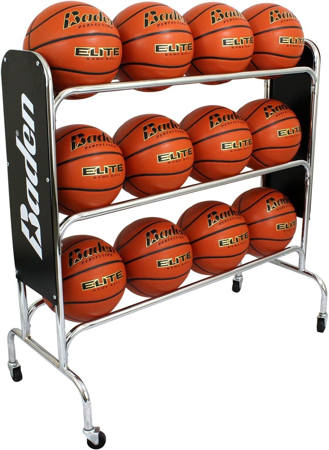 Versatile 3-Tier Basketball Organizer with Locking Wheels - Perfect for Gyms