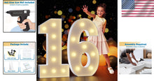 Load image into Gallery viewer, Giant 16 Light-Up Foam Numbers: Perfect for 16th Birthday &amp; Anniversary Parties
