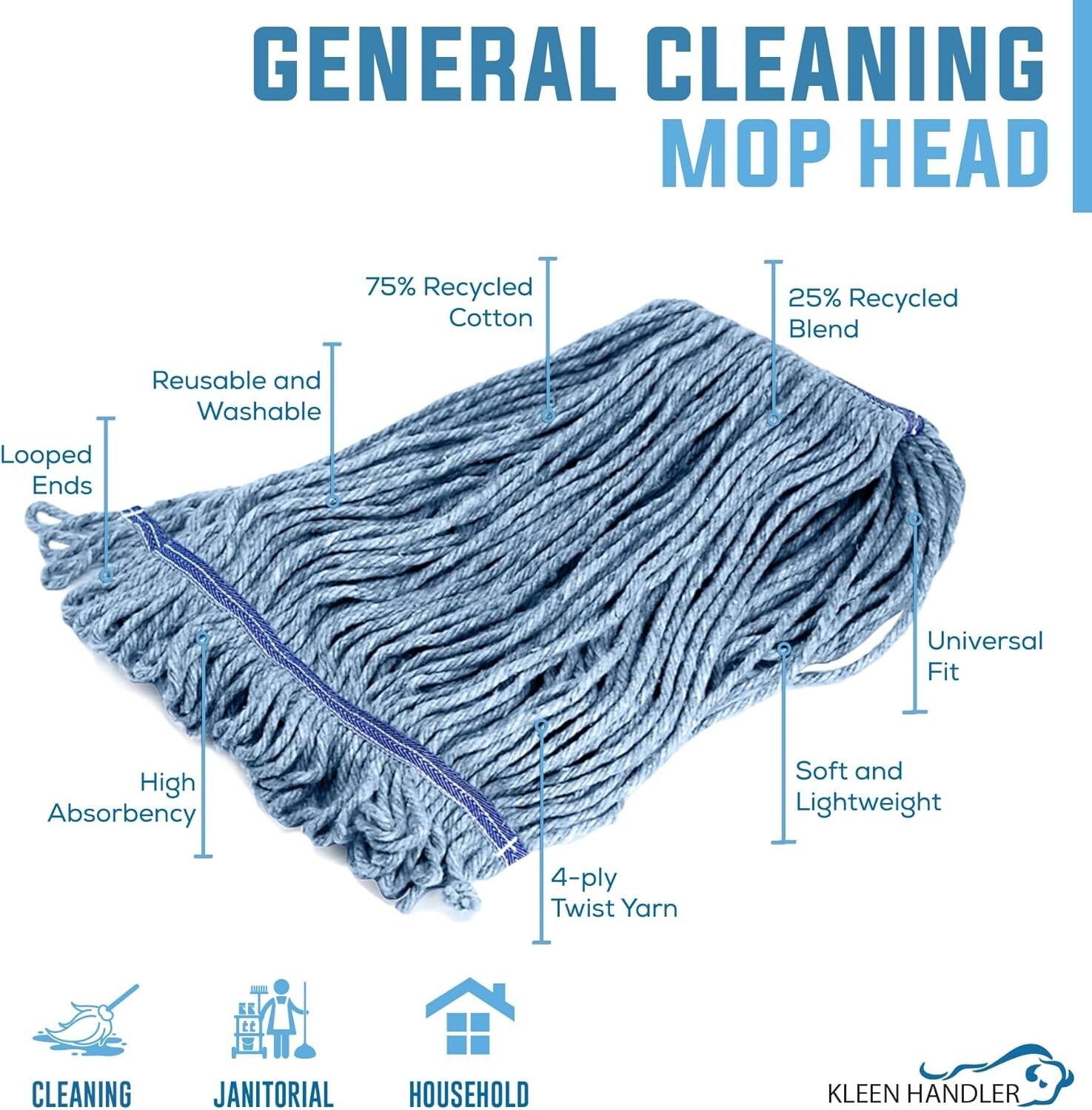 Commercial Grade 6-Pack Cotton Mop Head Refills – Universal Fit for All Surfaces