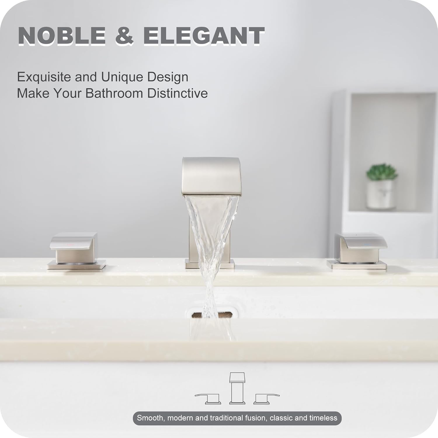 Sophisticated Brushed Nickel 8 Inch Waterfall Faucet with Easy Installation Kit