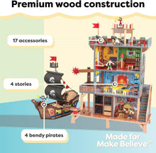 Load image into Gallery viewer, Pirate's Cove Adventure Set: Wooden Ship with Sounds, Lights, and 17 Accessories
