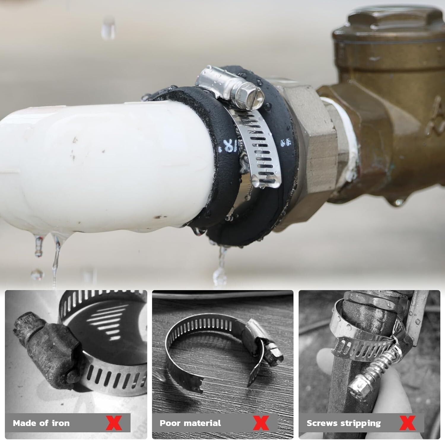 175PCS Adjustable Stainless Steel Hose Clamp Kit - Heavy Duty & Versatile