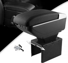 Load image into Gallery viewer, Universal Black Leather Armrest Box with 7 USB Ports &amp; Retractable Cup Holder