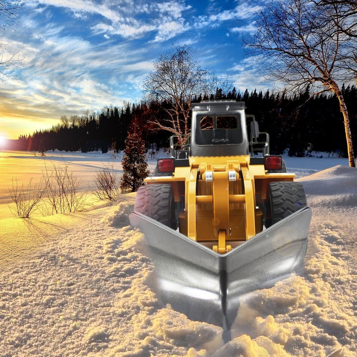 RC Snow Plow Truck - 4WD Remote Control Vehicle for Kids with LED Lights