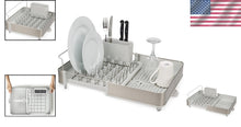 Load image into Gallery viewer, Adjustable Dish Drying Rack with Swivel Draining Spout and Cutlery Organizer