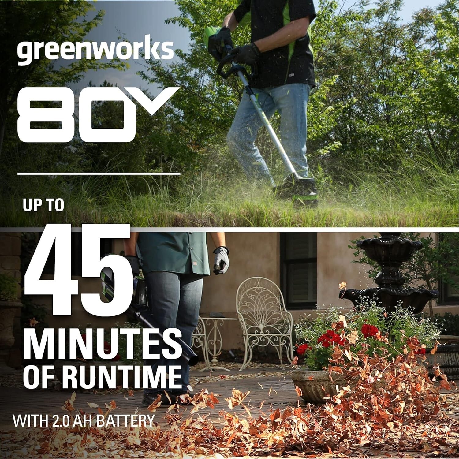 Pro 80V Brushless Cordless String Trimmer & Leaf Blower Combo - 2Ah Included