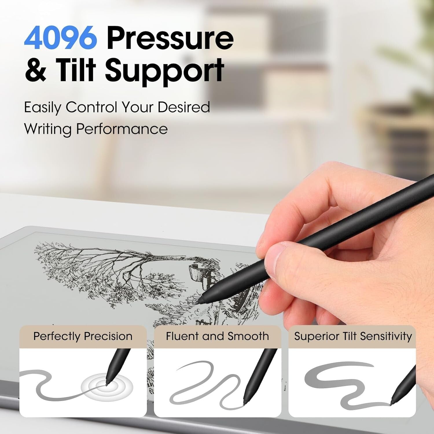Ergonomic Stylus with Magnetic Attachment & 4096 Pressure Levels for EMR Devices