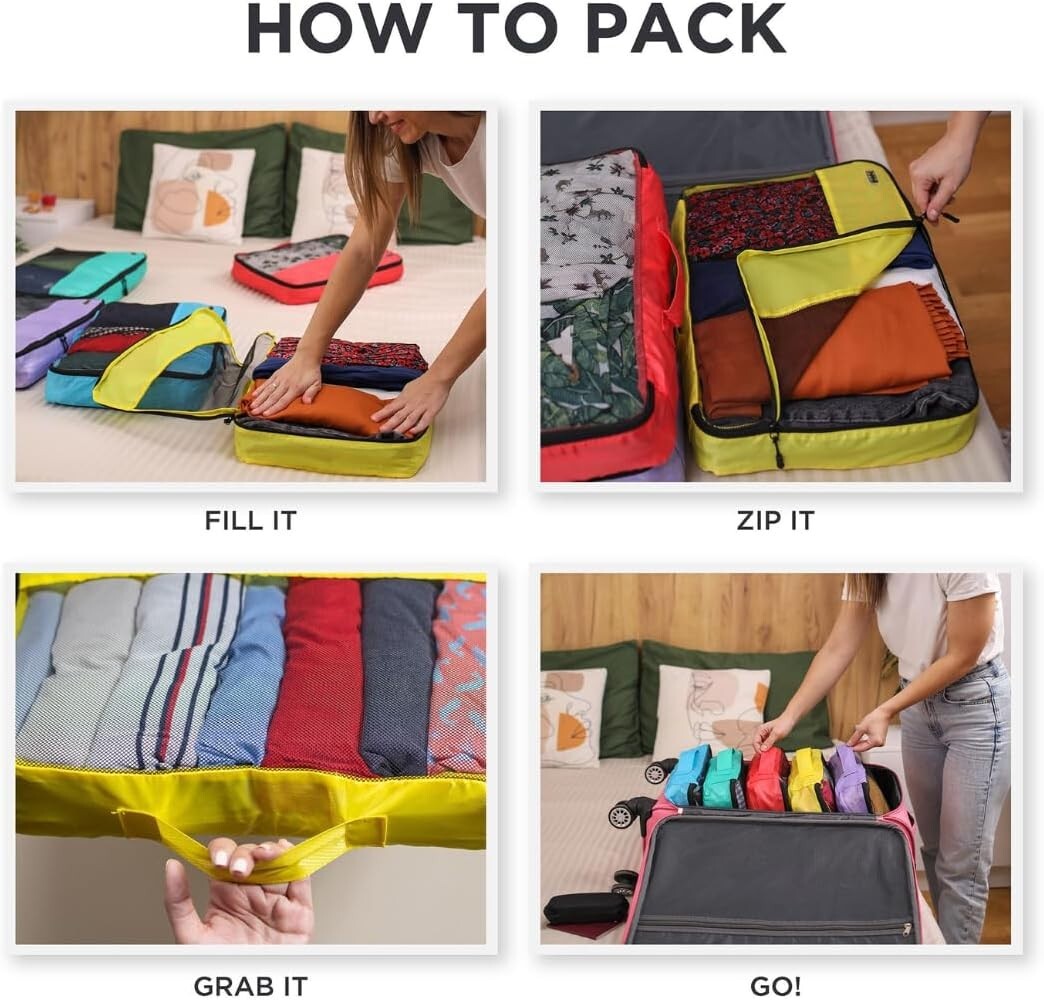 Stylish Blue Packing Cubes - Space-Saving Organizers for Convenient Travel