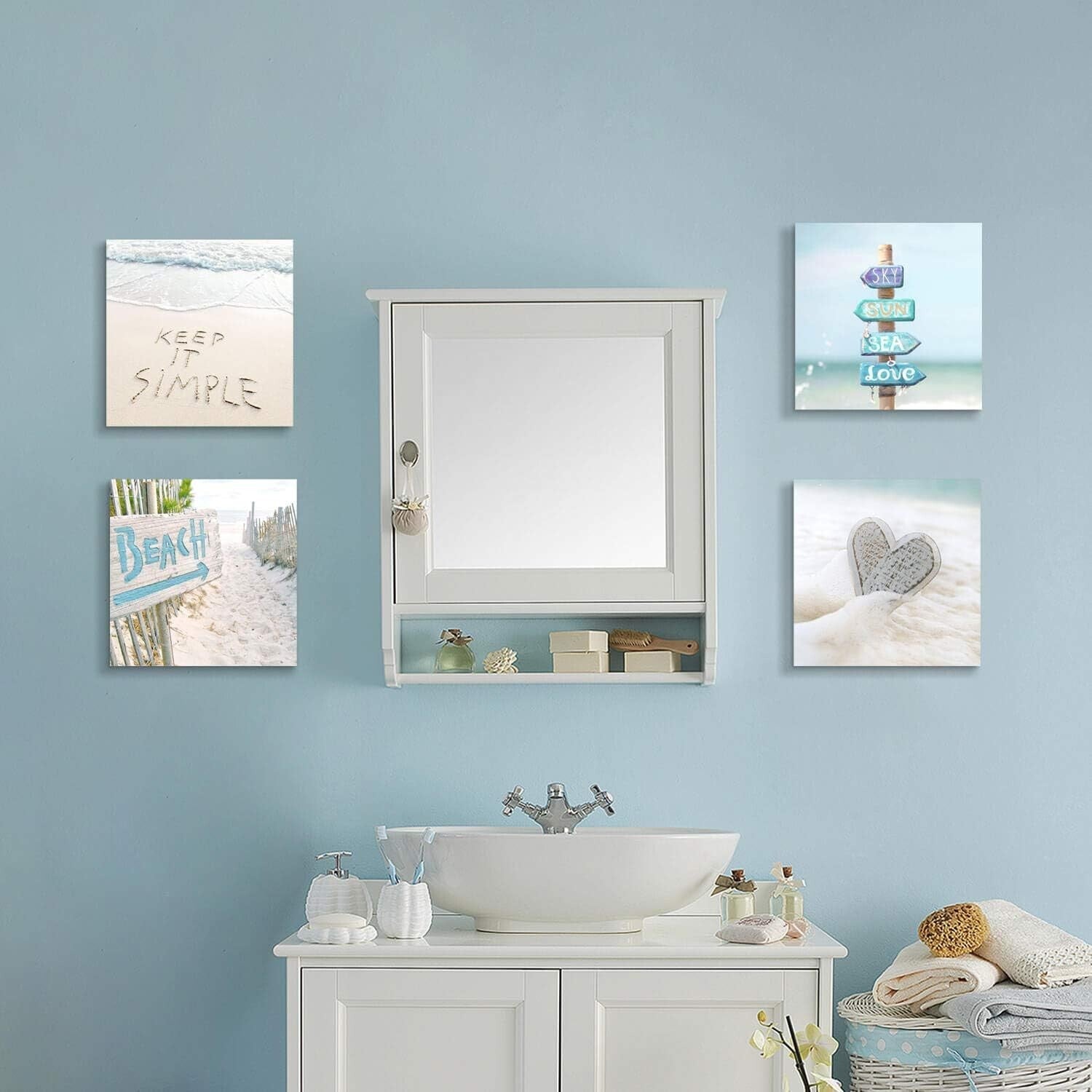 Gallery-Wrapped Beach-Themed Artwork - 4 Panels Capturing Coastal Vibes