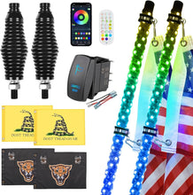 Load image into Gallery viewer, 2 Pack 3FT RGB LED Whip Lights with App &amp; Remote Control - Waterproof &amp; Durable
