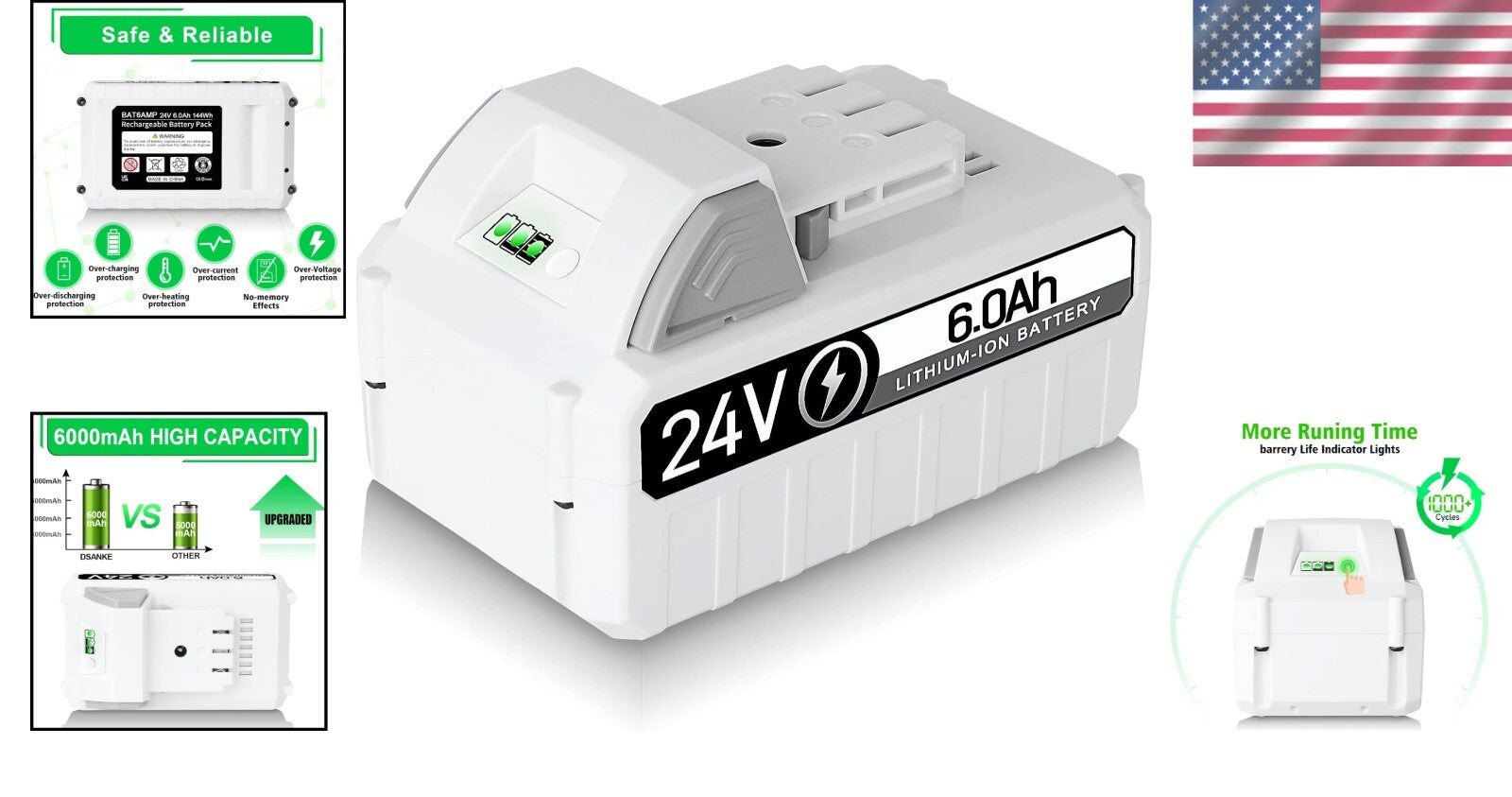 Reliable 6.0Ah DSANKE Lithium Ion Battery with ECP Protection for 24V Devices