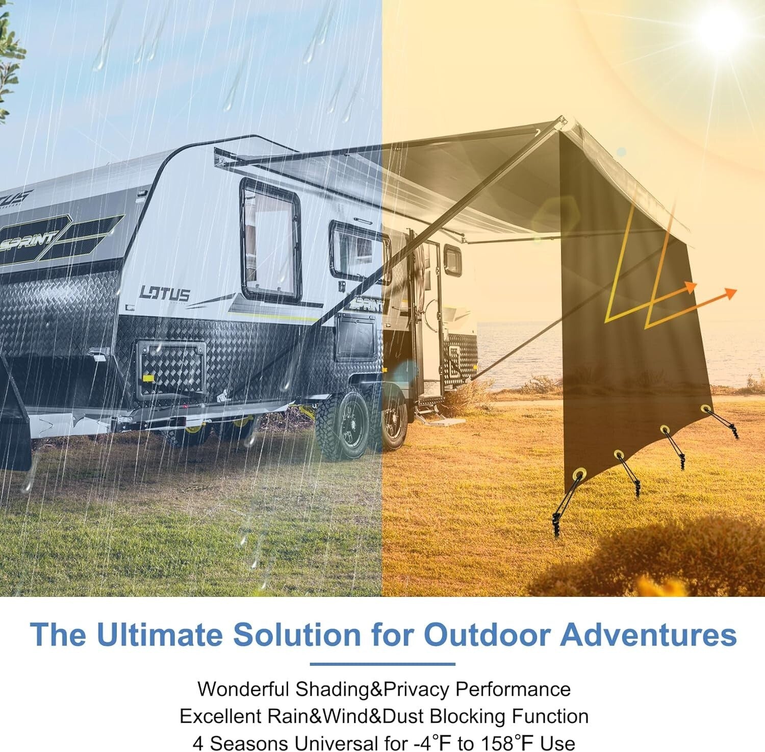 Lightweight RV Awning Shade Screen 9'x19'3'' - Ultimate Sun Protection & Comfort
