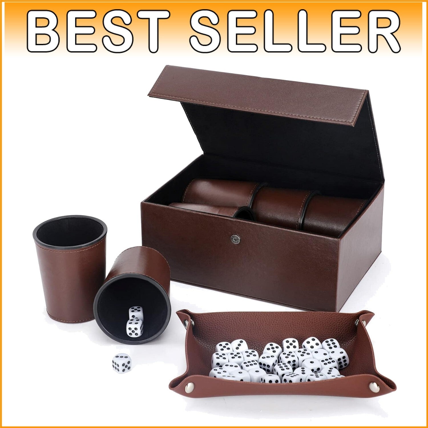 Ultimate Leather Dice Cup & Dice Collection: Elegant Case for Travel & Storage