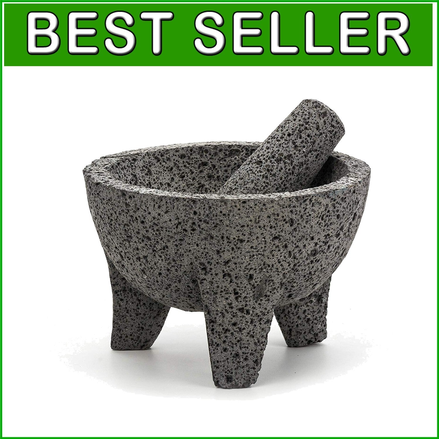 Authentic Mexican Molcajete 8.5” - Natural Volcanic Stone for Perfect Guacamole