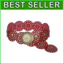 Load image into Gallery viewer, Fashionable Ladies 3 1/2" Boho Leather Belt with Floral Conchos