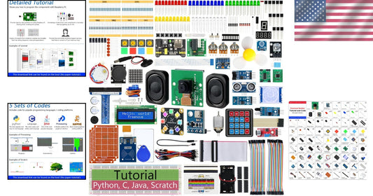 All-Inclusive Raspberry Pi 386-Item Kit with 1170 Pages of Python, C, & More