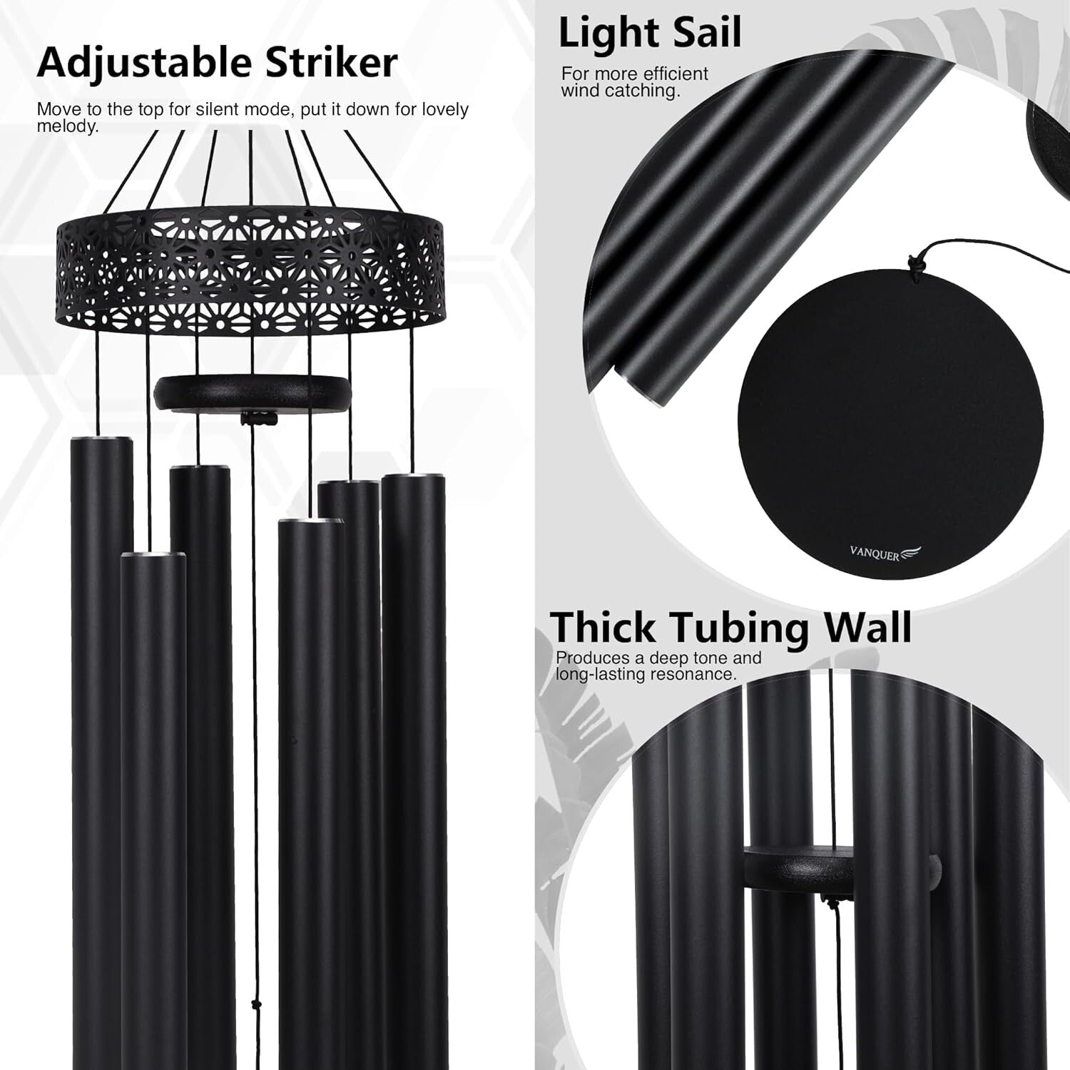 Deep Tone Memorial Wind Chimes - Extra Large 58'' Outdoor Gift for Loved Ones