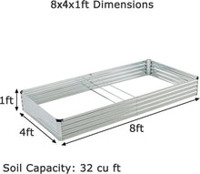 Load image into Gallery viewer, 2-Pack 8x4x1ft Galvanized Metal Raised Garden Beds with Easy Assembly &amp; Drainage