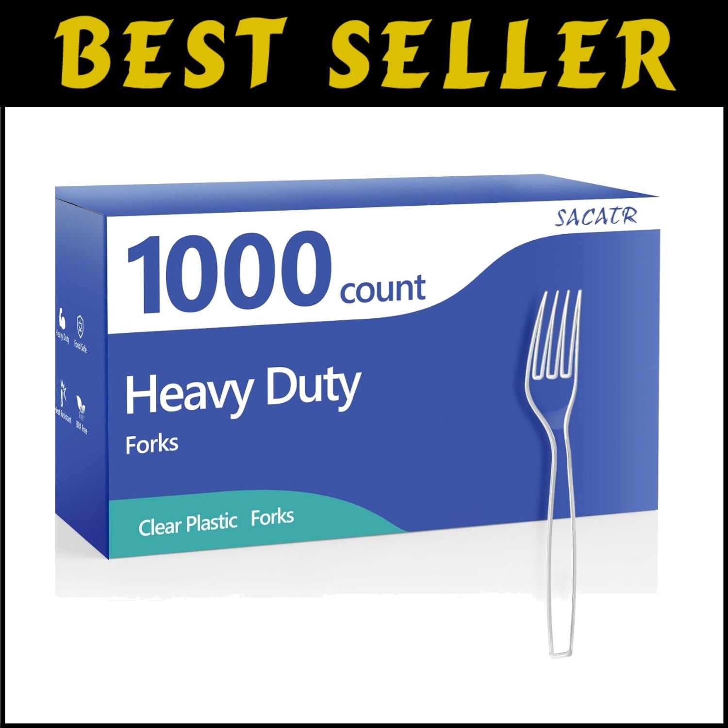 Premium 1000 Pack Clear Plastic Forks - Sturdy, Dishwasher Safe for All Events