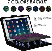 Load image into Gallery viewer, 7-Color Backlit TouchPad Keyboard Case for 9-11” Tablets – Wireless Convenience