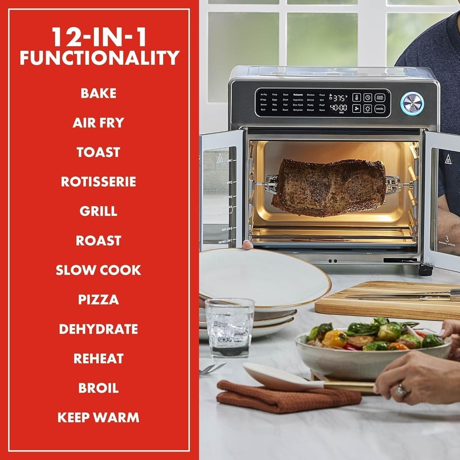 Elegant 26QT Stainless Steel Air Fryer Toaster - Perfect for Families & Parties