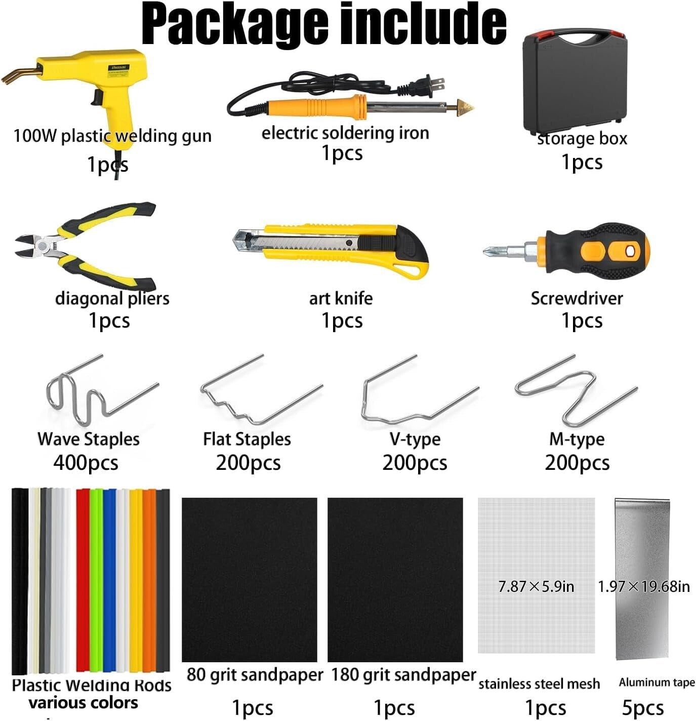 1000PCS Plastic Welder & Hot Stapler Repair Kit for Auto Bumper Restoration
