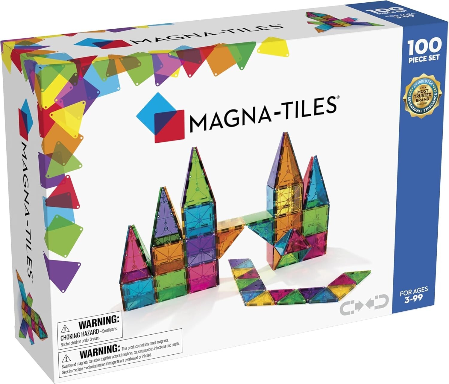 100-Piece Magnetic Building Set with Translucent Shapes for Creative Learning