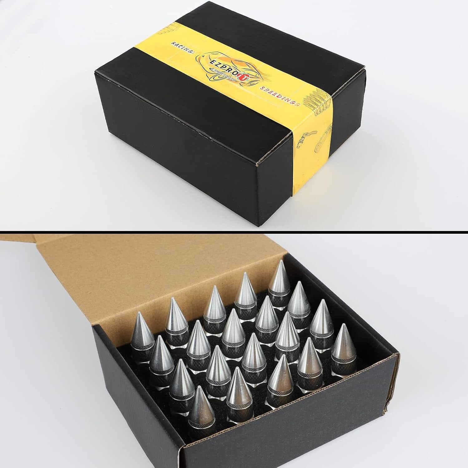 20PCS Silver Aluminum Wheel Spikes Lug Nuts M12X1.5 for Enhanced Aesthetics