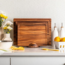 Load image into Gallery viewer, Set of 3 Elegant Walnut Wood Cutting Boards with Holder for Kitchen Organization