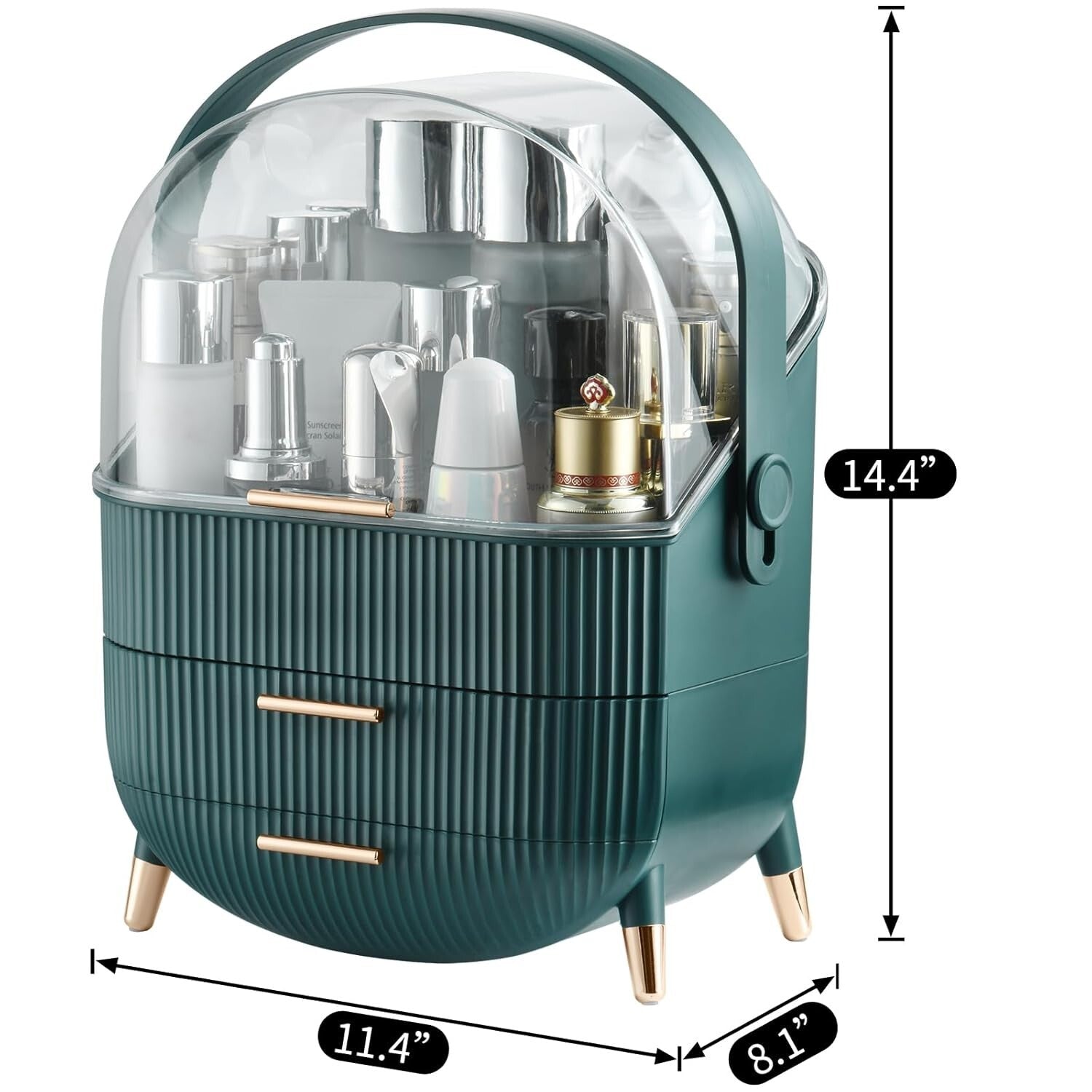 Stylish Oval Makeup Organizer with Non-Slip Feet - Ideal for Bathroom Counters