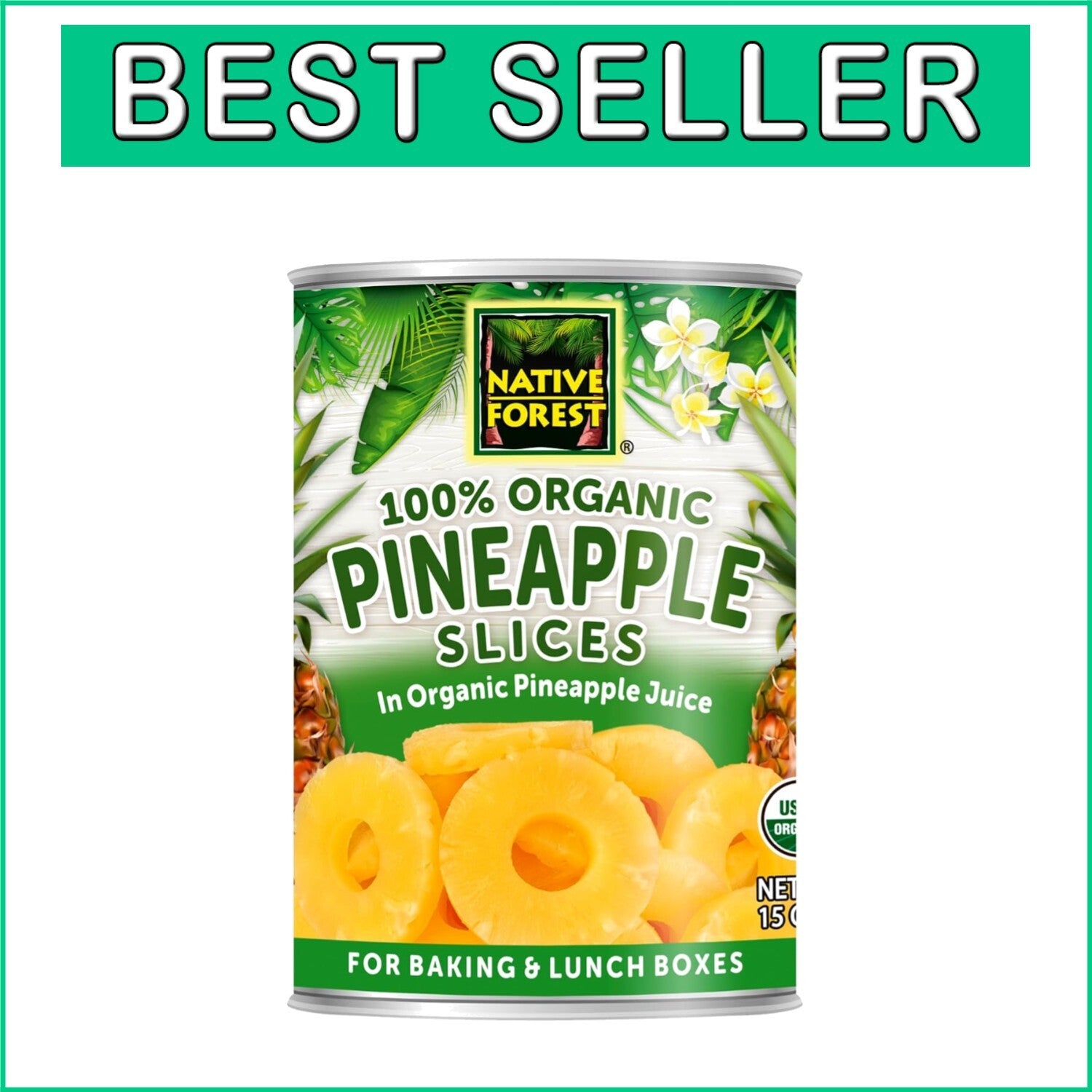 Delicious Organic Pineapple Slices - Sweet, Fresh & Sustainably Sourced, 15oz